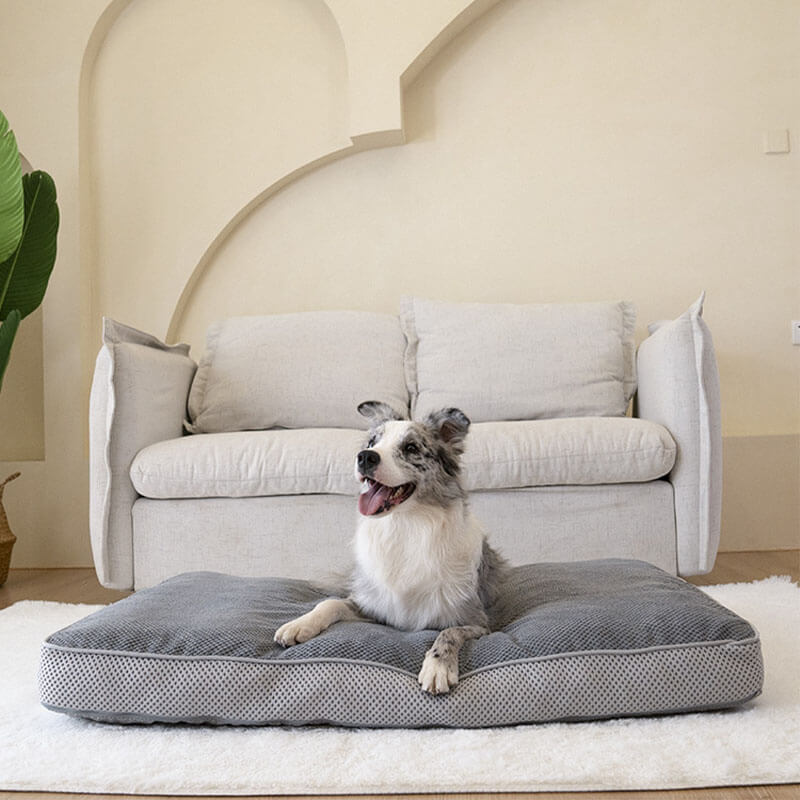 Großes, graues, atmungsaktives Haustier-Schlafmatte, abnehmbares Hundekissenbett