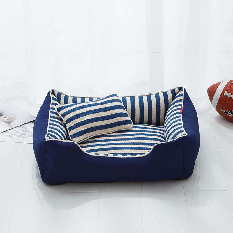 Cama tipo almohada para perros mediana y grande, color azul marino