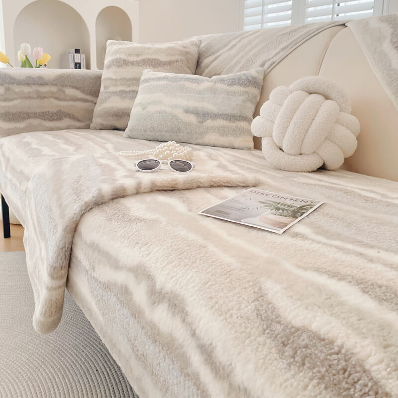 Couverture de canapé de tapis de protection de meubles de confort de crème en peluche