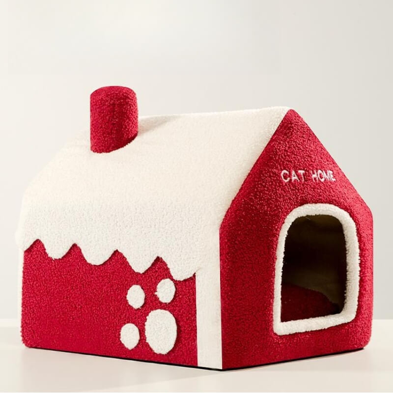 Snowy House Cat Villa Warm Semi-enclosed Cat Cave