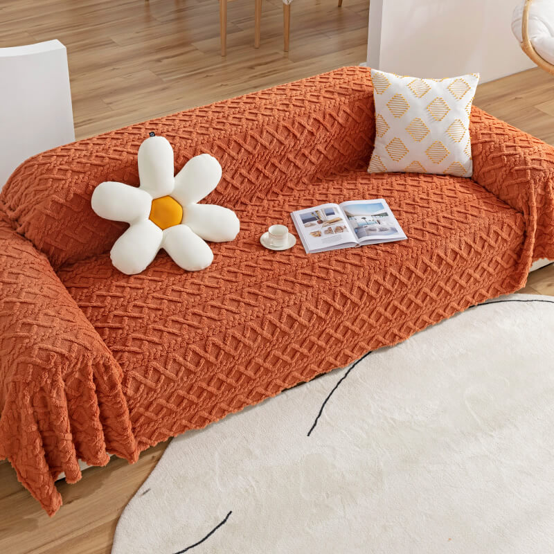 Funda de sofá protectora para muebles de lana de color sólido