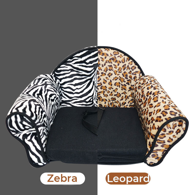 Cama elegante del asiento de coche del perro de la seguridad de la felpa del estampado de leopardo