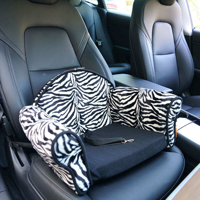 Cama elegante del asiento de coche del perro de la seguridad de la felpa del estampado de leopardo