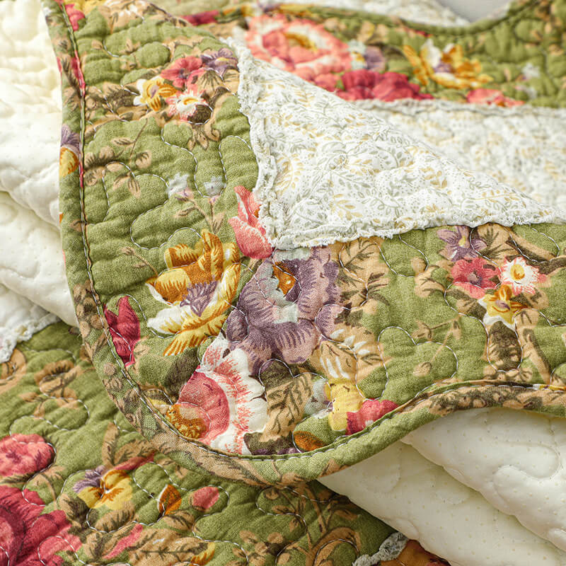 Funda de sofá de algodón a cuadros con flores vintage