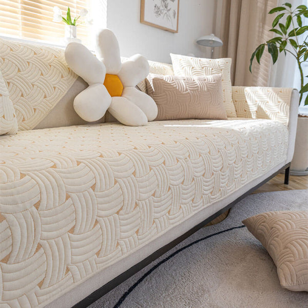 Cubierta de sofá seccional acolchada de algodón de algodón de tejido