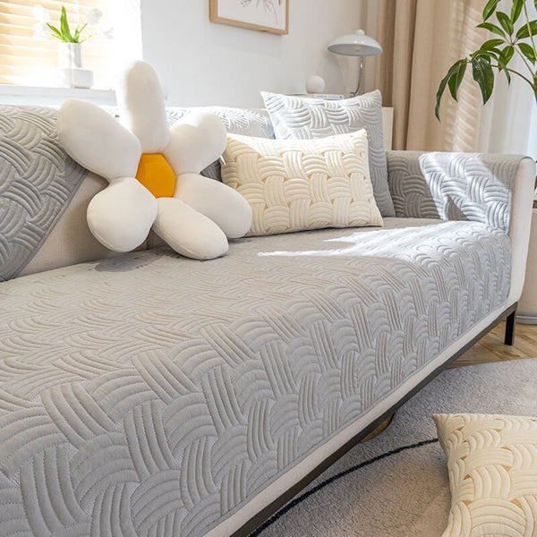 Cubierta de sofá seccional acolchada de algodón de algodón de tejido