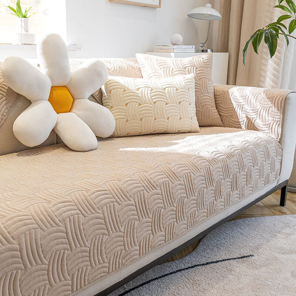 Cubierta de sofá seccional acolchada de algodón de algodón de tejido