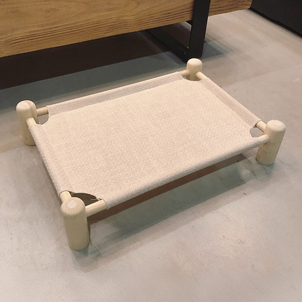 Scratch-Resistant Linen Wooden Pet Bed