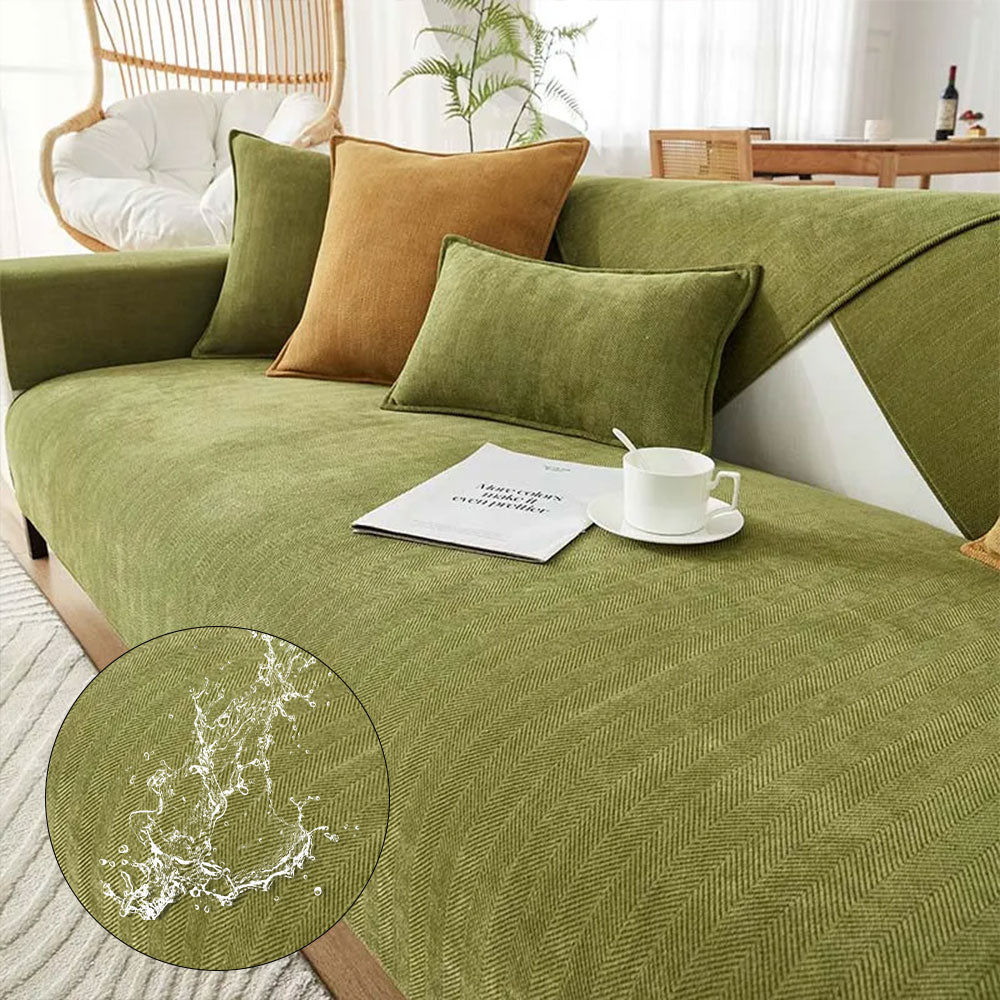 Housses de canapé imperméables et antisalissures en tissu chenille à chevrons