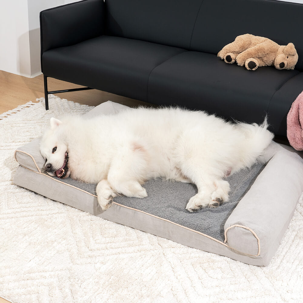 Cama ortopédica para perros con soporte completo de ante y forro polar sintético