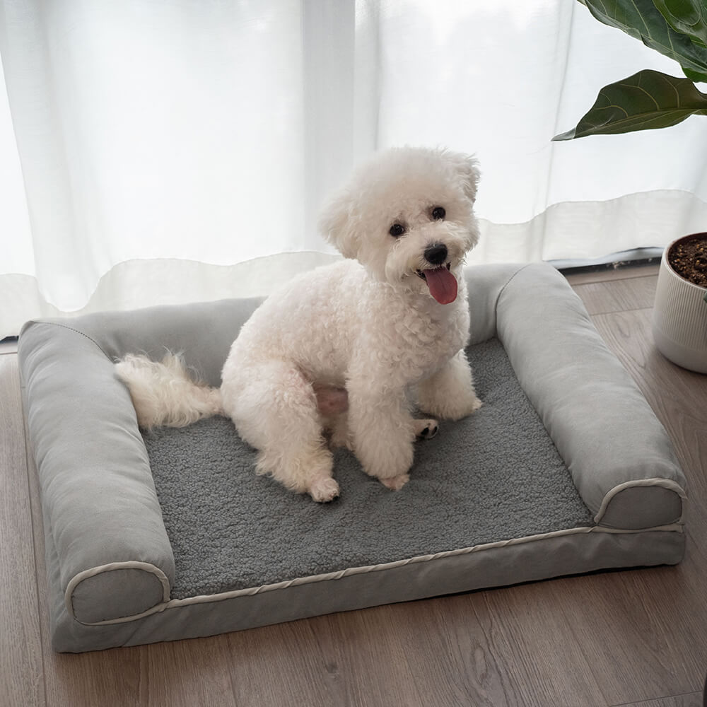 Faux Fleece & Suede Full Support Orthopedic Dog Bed