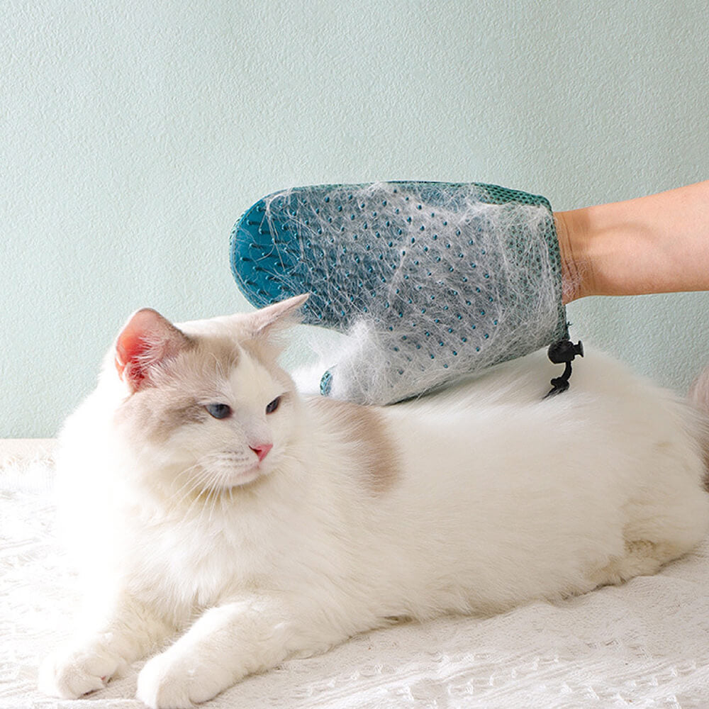 Guante de aseo con cepillo flotante para mascotas de doble cara de silicona