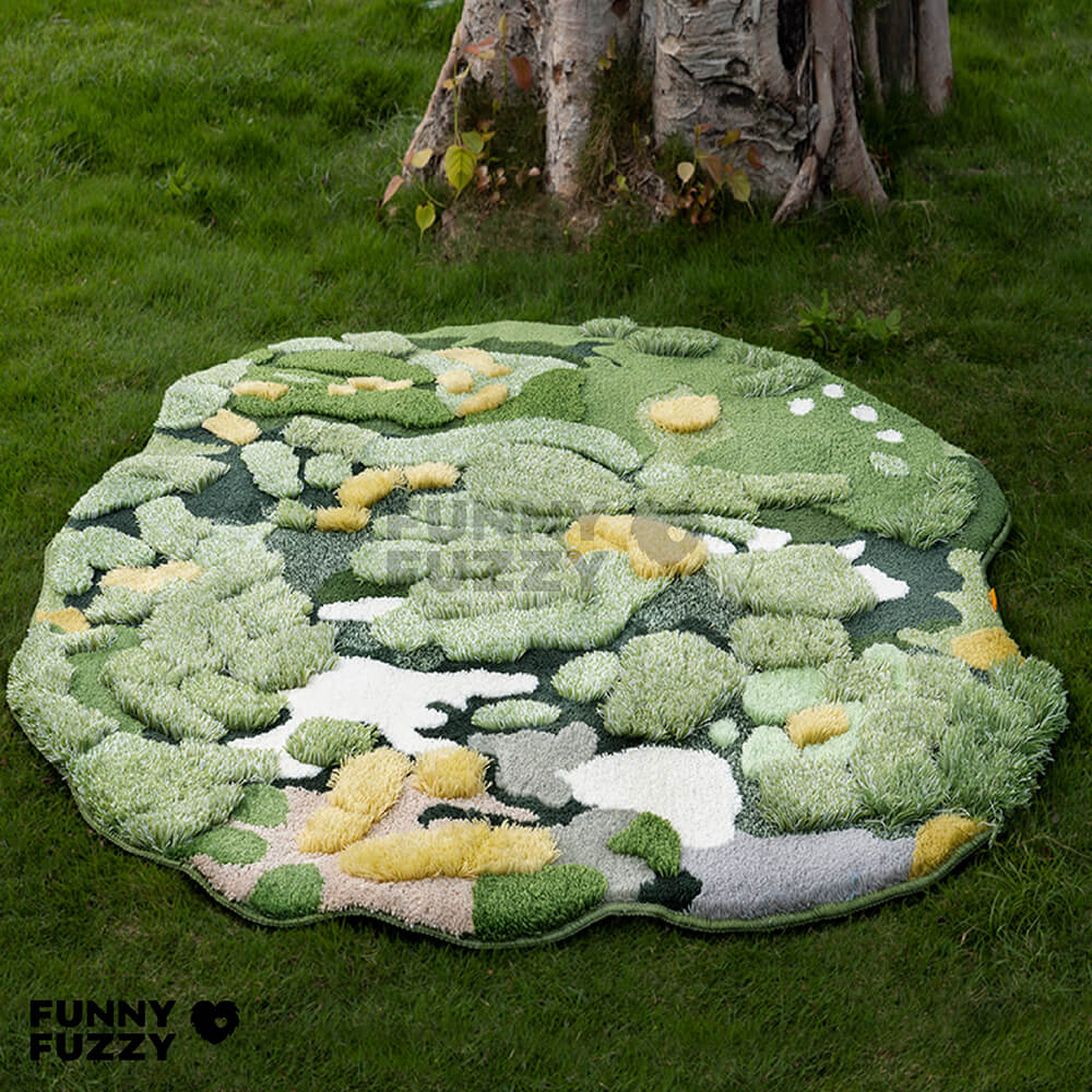 Luxury Moss Rug Hand Tufted Wool Pet Mat Pet Rug