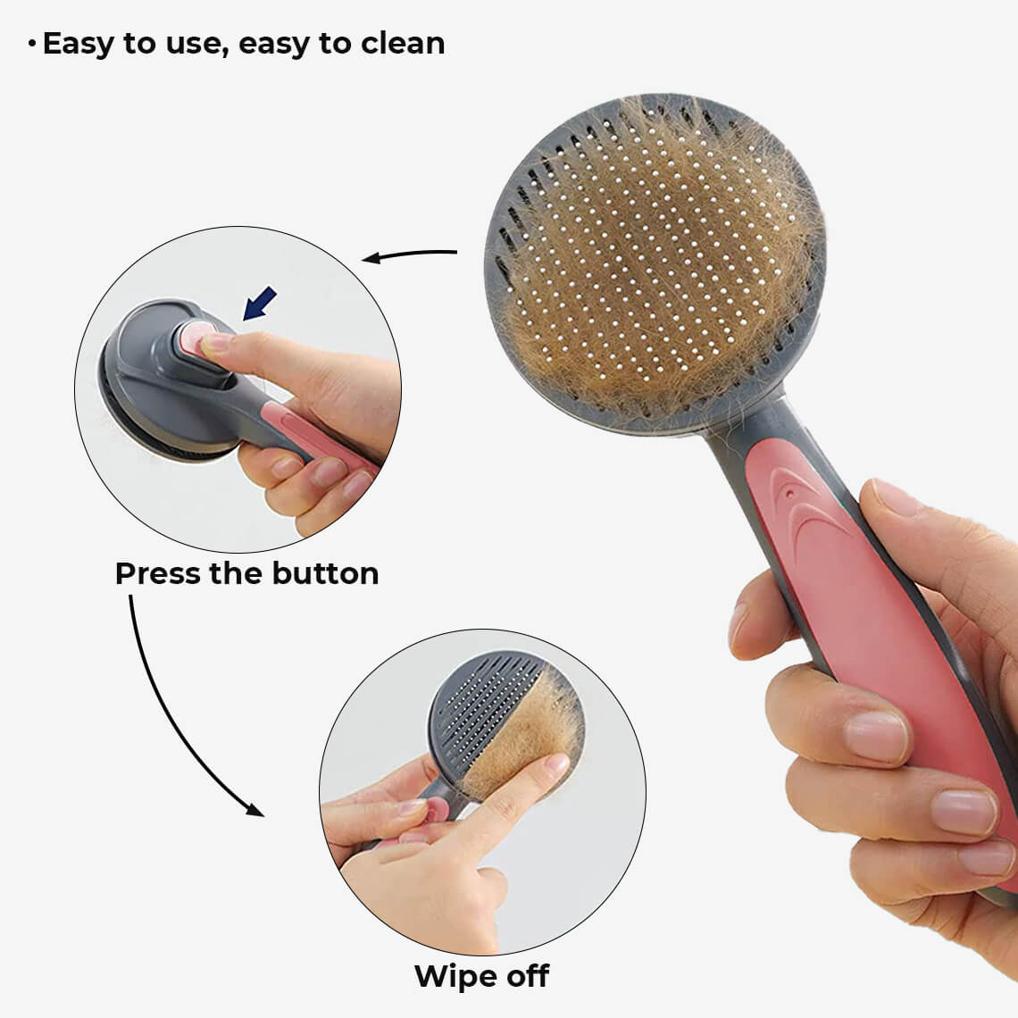 Haga clic en Haga clic en Peine y cepillo para mascotas fáciles de limpiar