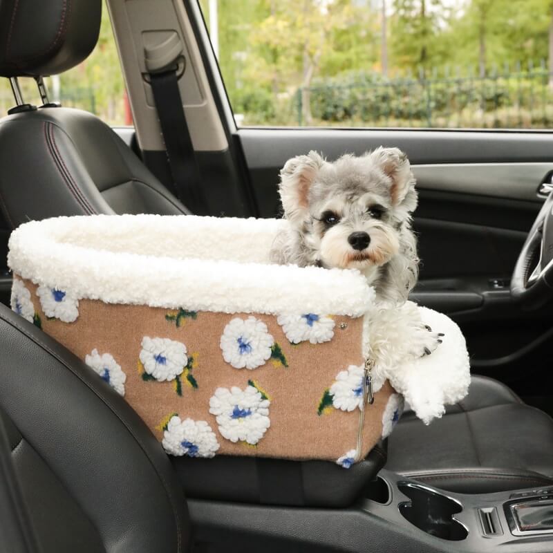 Asiento de coche del animal doméstico de la consola central del asiento de seguridad del coche del perro del paño grueso y suave de la flor